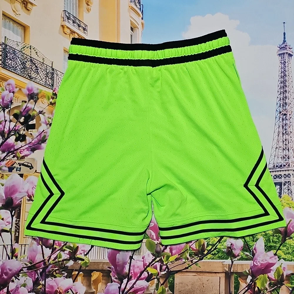 Jordan Neon Green Athletic Shorts with Black Trim Small